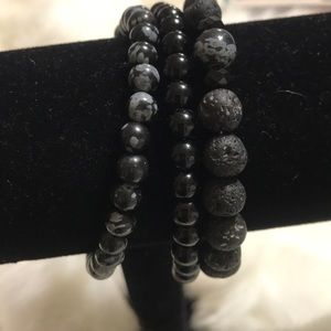 Snowflake Obsidian and Lava Beads